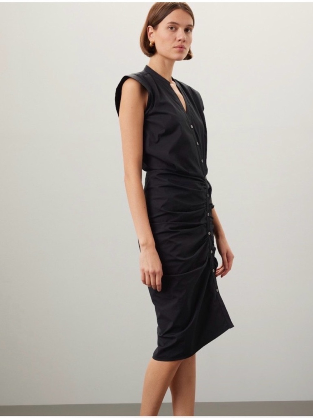 VERONICA BEARD Ruched Shirt Dress 8 - Picture 6 of 13